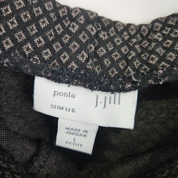 J. Jill Womens Pants Ponte Slim Leg Petite Size L Black Geometric Pattern - Picture 4 of 10